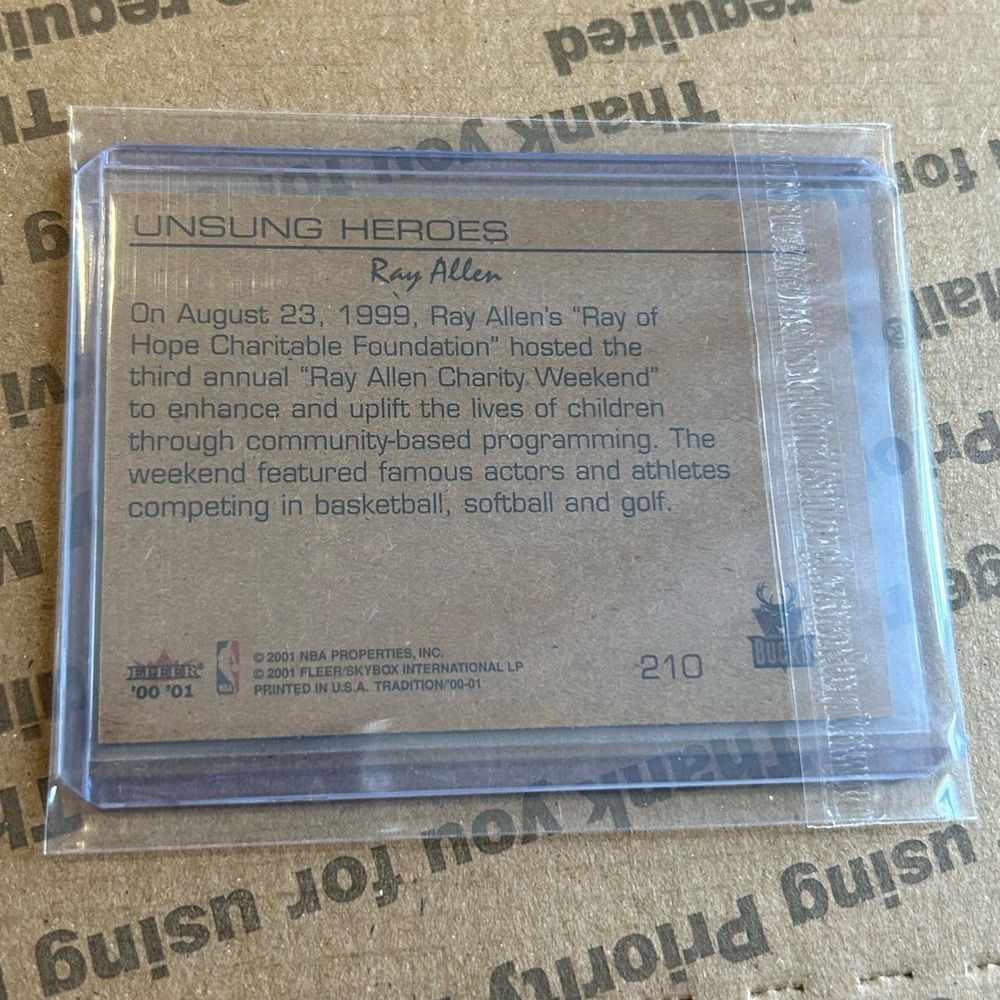 Ray Allen ‘01 Fleer Tradition Card - Picture 6 of 6
